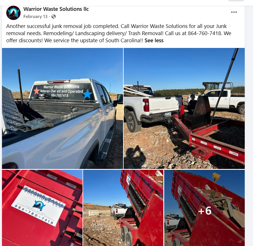 Warrior Waste red dumpster trailer and truck on a job site